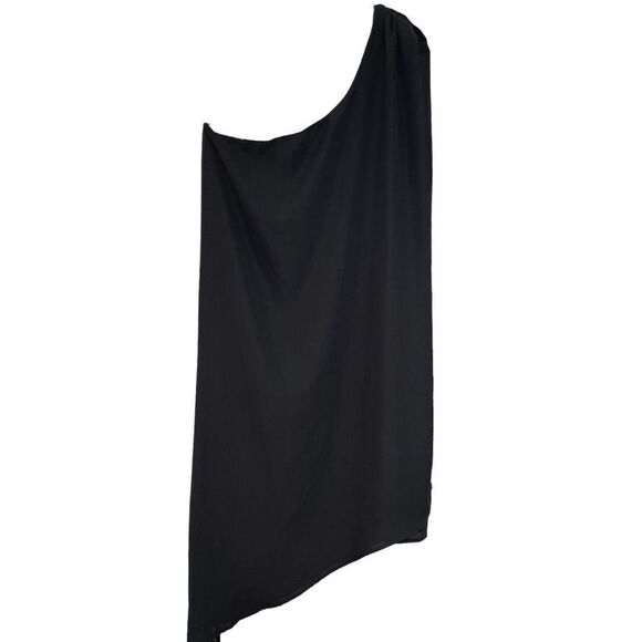Dee Elly Women's Black One Shoulder Chiffon Asymmetrical Mini Dress Size Large - Picture 2 of 6